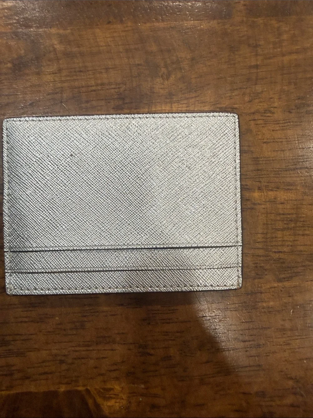 kate spade Silver Metallic Card Holder with Logo Plaque